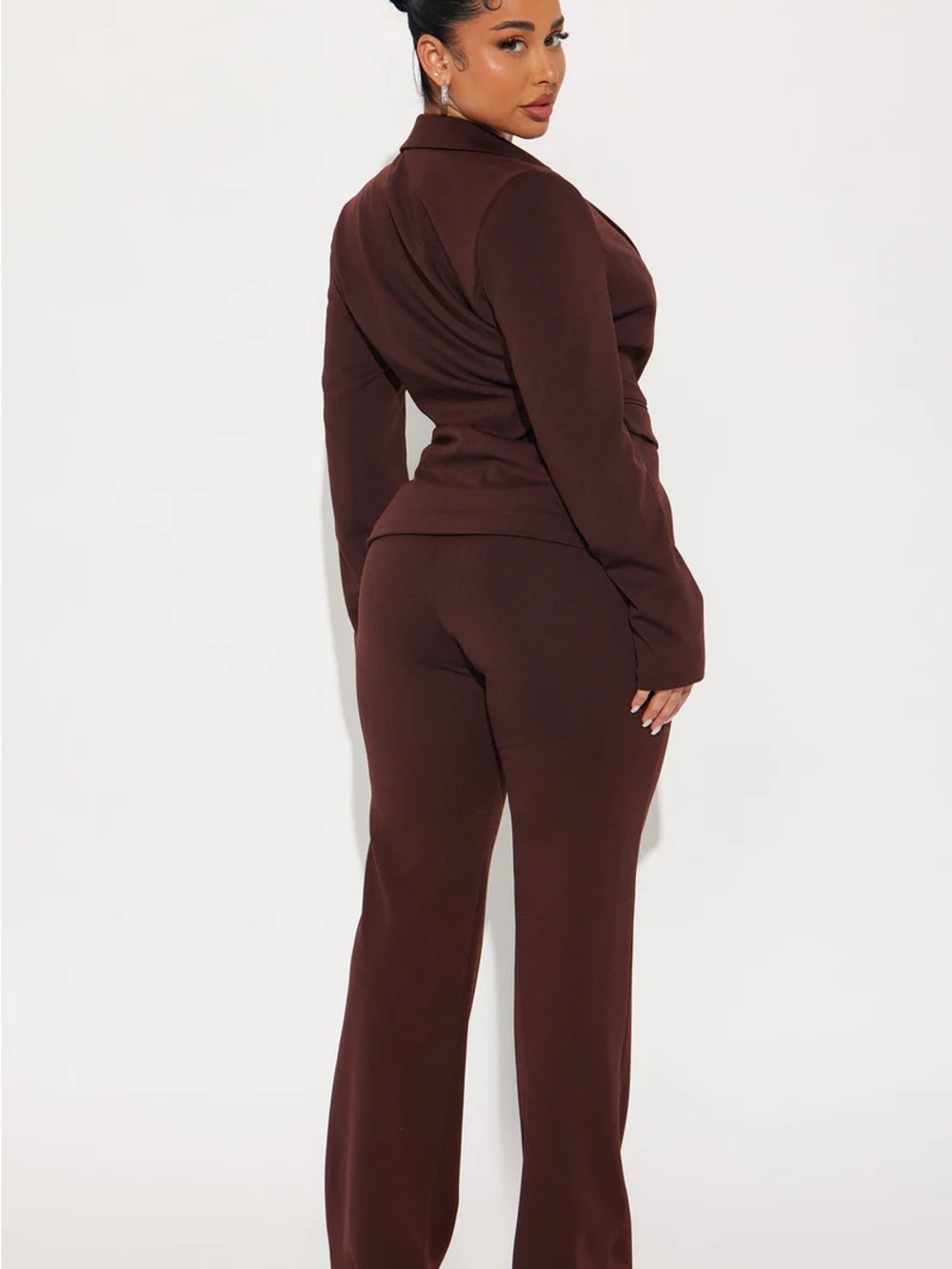 Business Per Usual Blazer Pant Set - Chocolate - Picture 2 of 4